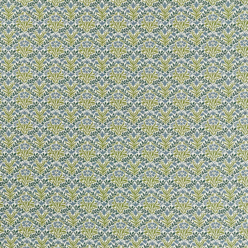 Bellflowers Weave, Sky Blue/Forest