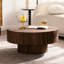 Table basse ronde en noyer de 30,05 po pour le salon, la chambre à coucher, le bureau - Style moderne, surface lisse, rangement ouvert, conception simple et élégante, base stable, entretien facile