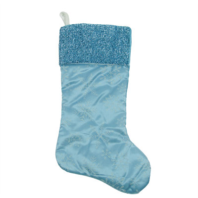 Chaussette de Noël 20 "à flocons de neige scintillants irisés avec manchette métallique
