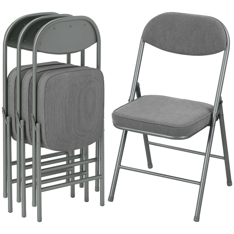 Fabric, Polyurethane, Polyester Padded Folding Chair Set, Grey