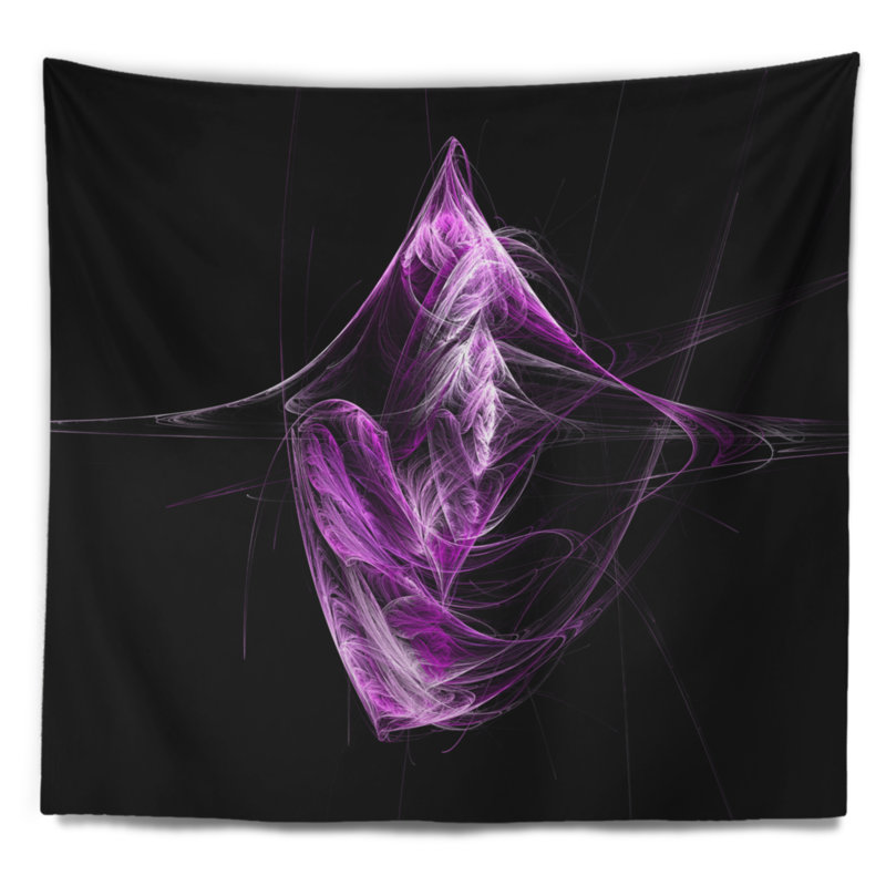 Tapisserie abstraite mauve sur fond noir, H 78 po x l 92 po