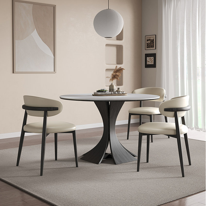 Table de salle à manger blanche, H 29,53 po x L 43,31 po x l 43,31 po, Noir