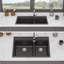 Évier de cuisine durable à double cuve en composite de quartz avec design réducteur de bruit et surface hygiénique, idéal pour les cuisines modernes
