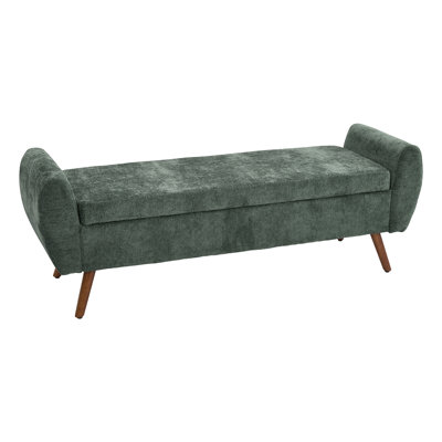 Upholstered Storage Bench with Wood Legs