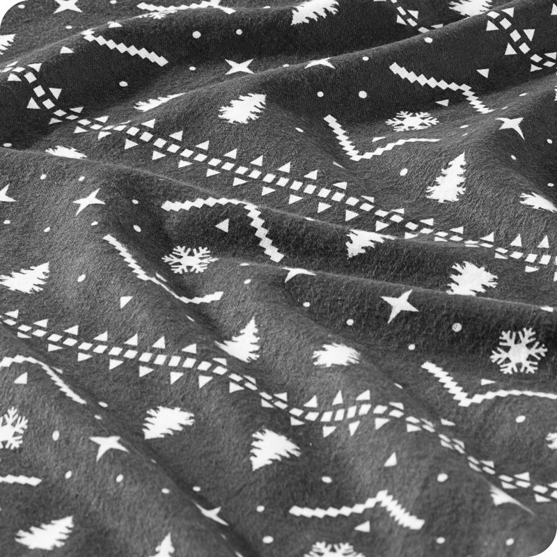 Winter Alpine Gray Cotton Flannel Twin XL Sheet Set