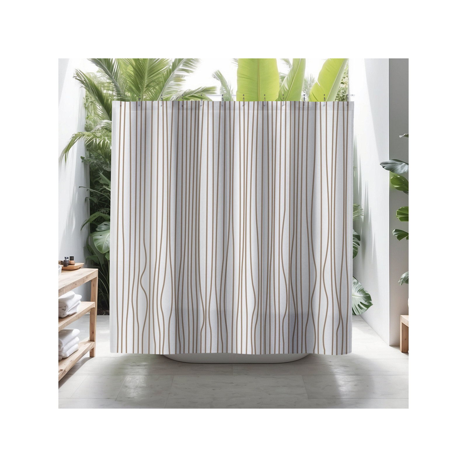 Coco Polyester Shower Curtain, Beige
