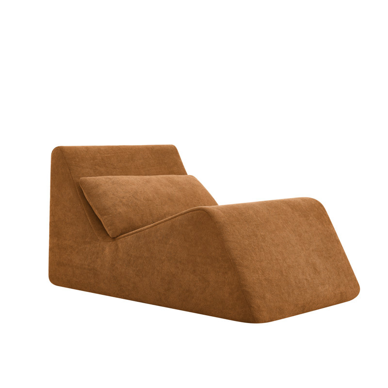 Modern Chenille Lounge Chair No Assembly Floor Lounger, Burnt Orange Chenille