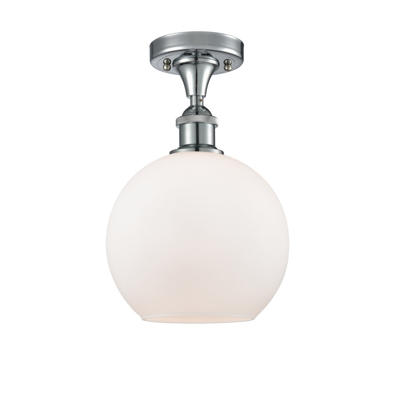Plafonnier semi-encastré 8 lumières Baptista, Chrome poli, Blanc mat, 12'' H X 8'' W X 8'' D