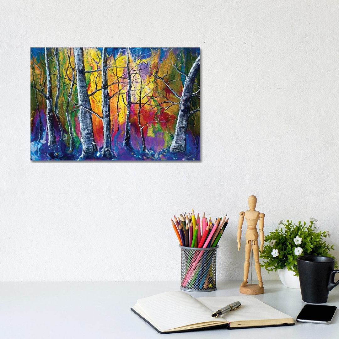Enchanted Universe Sunset Forest - Wrapped Canvas Painting