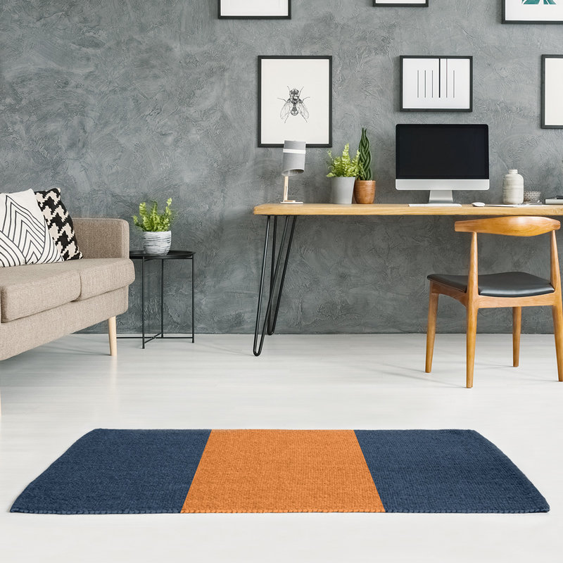 Tapis bleu/orange area, Rectangle 5 pi x 7 pi