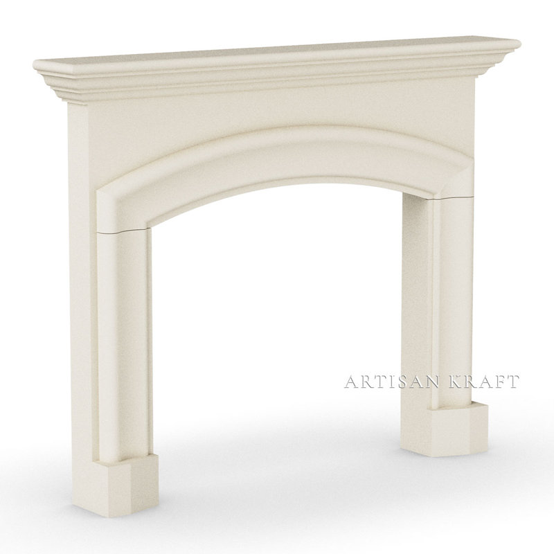 Marlboro Cast Stone Fireplace Surround, 52" H x 63" W x 9" D, Beige