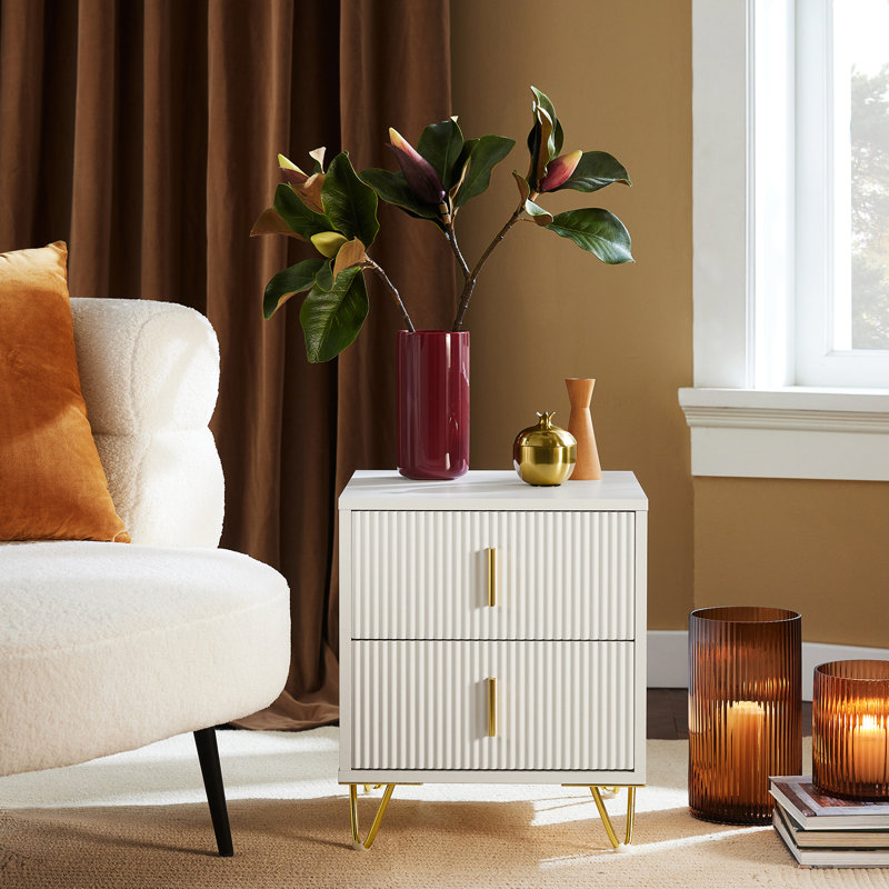 Aldea 40cm W Bedside Table, White