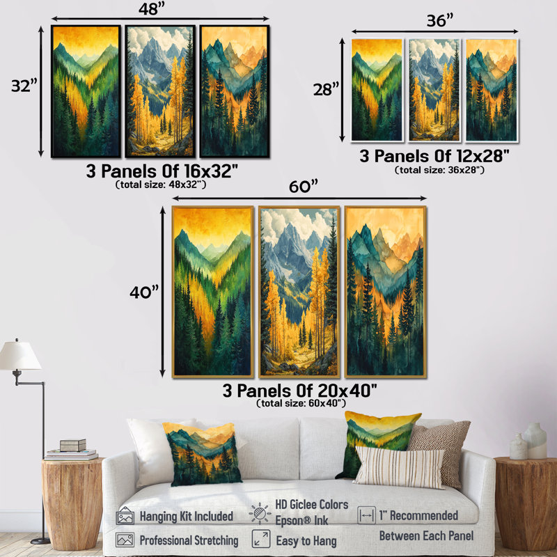 Échos de la forêt au sommet de l'Alaska I - Collection d'art mural moderne, H 40 po x l 60 po, Impression encadrée flottante
