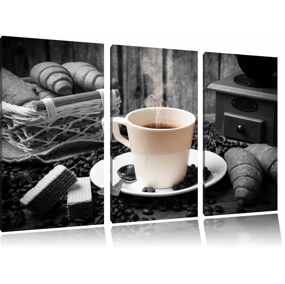 3-tlg. Leinwandbilder-Set „Frisch aufgebrühter Kaffee“, Fotodruck 