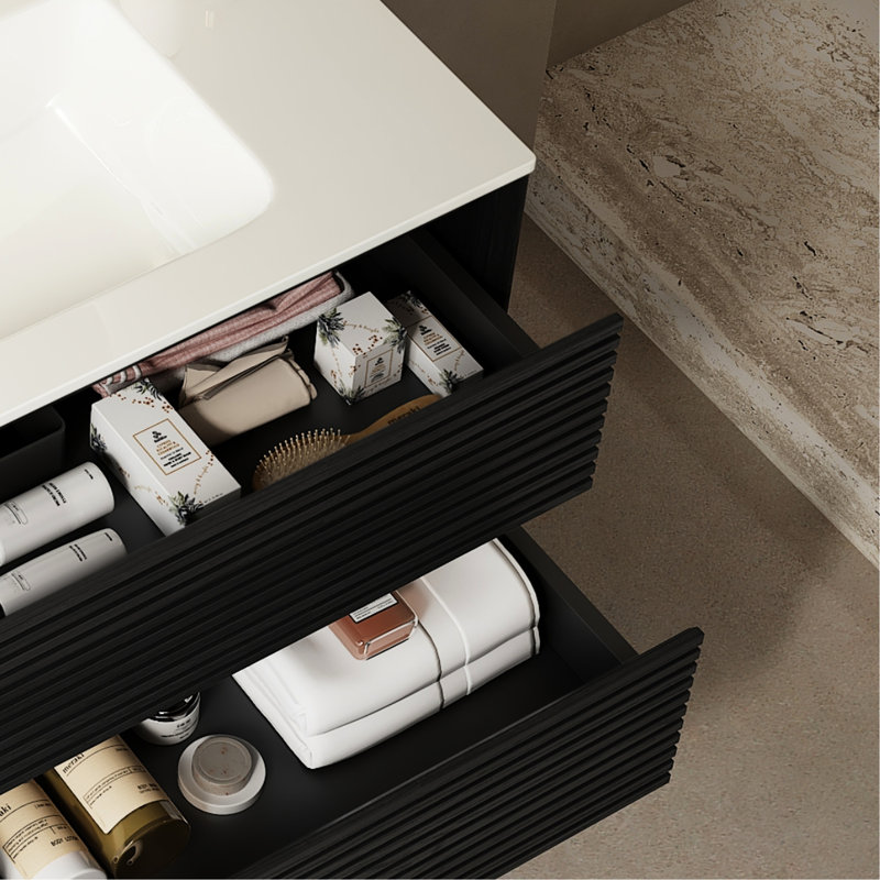 Meuble-lavabo 36 po en chêne foncé