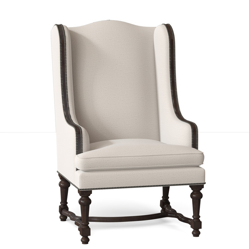 Normandie Upholstered Wingback Chair, Black Nickel Small, Venice Ivory