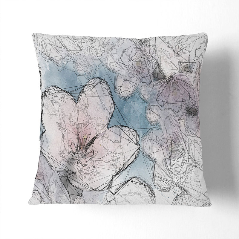 Floral Square Cushion, 55cm H x 55cm W x 20cm D, Stone
