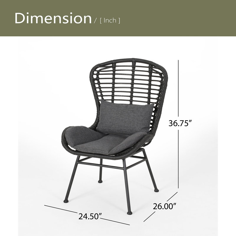Chaise de patio avec coussins (ensemble de 2), Gris