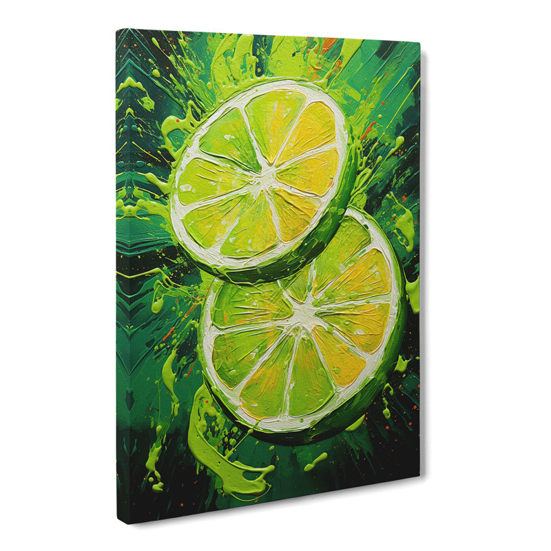 Sliced Lime Expressionism - Wrapped Canvas, 60cm H x 40cm W x 3cm D
