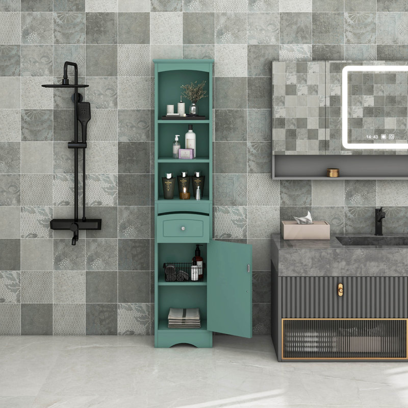 Armoire de rangement autoportante avec tiroir et tablette réglable, Vert