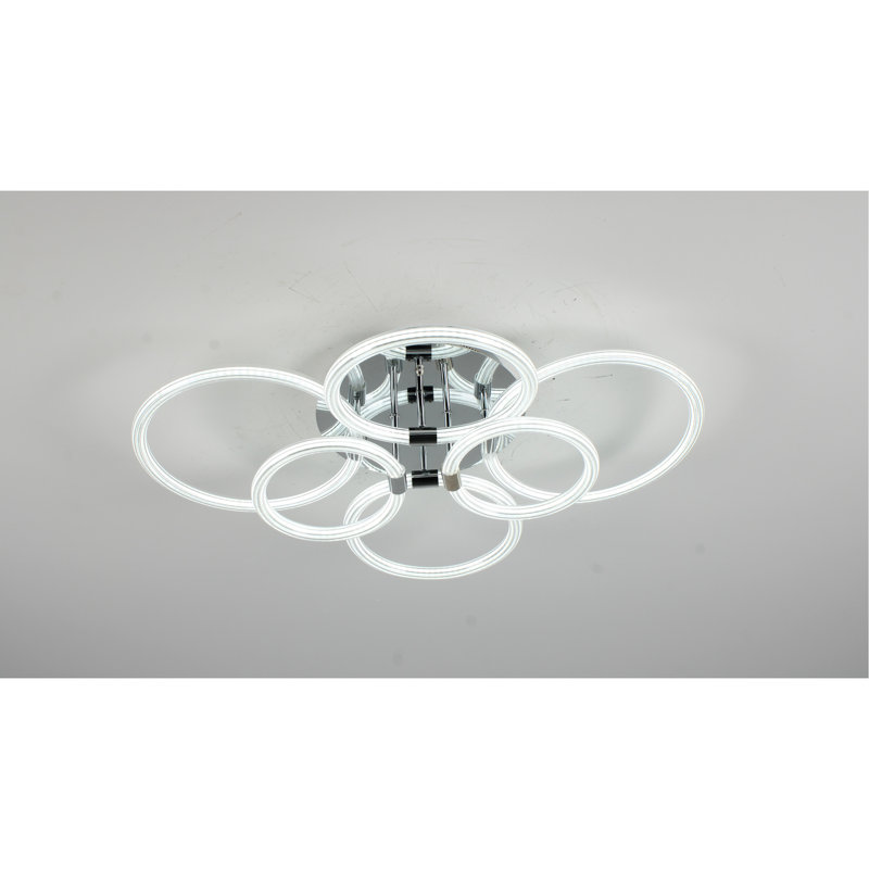 Plafonnier moderne à DEL, plafonnier encastré avec télécommande à intensité variable, plafonnier en acrylique à 6 anneaux pour la chambre à coucher, le salon, la cuisine et les lampes de bureau (6 têtes)