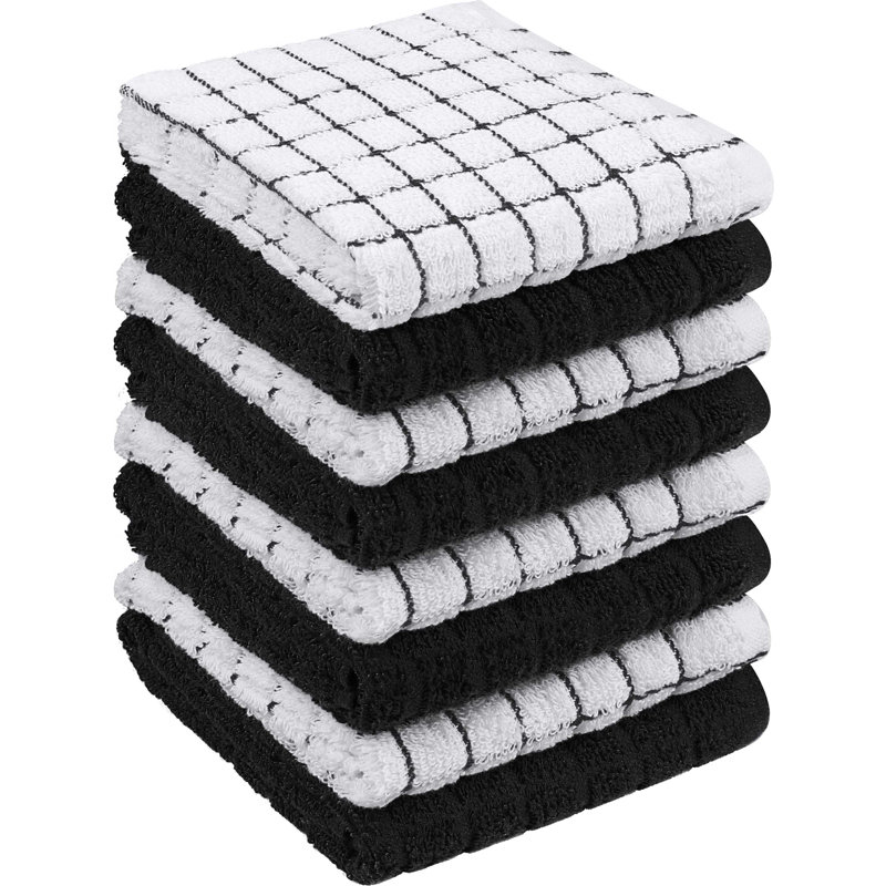 Jeanise Midweight Washcloth, Black/White