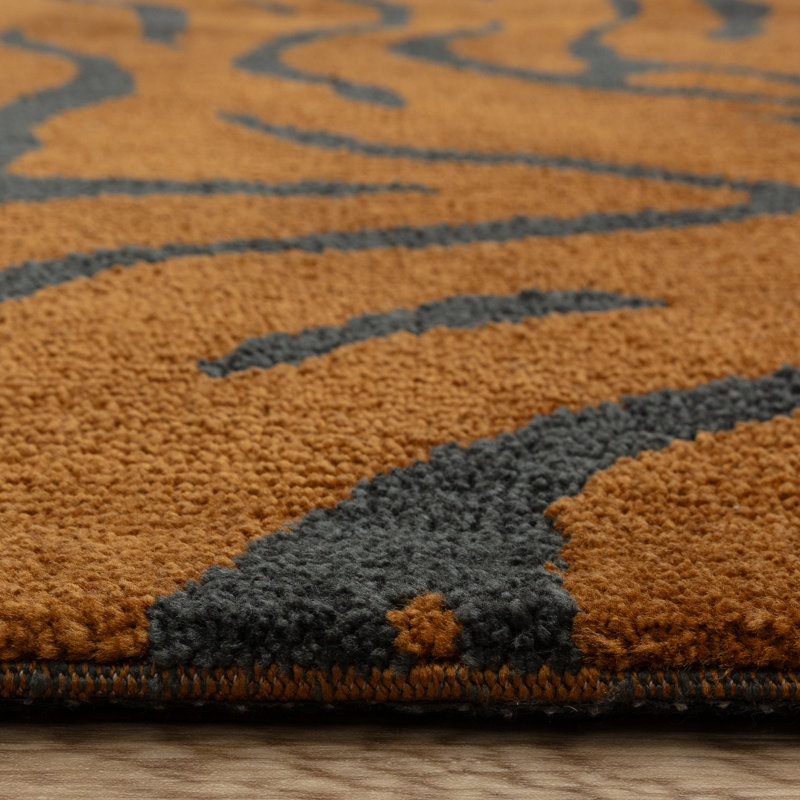Alaisdair Tiger Animal Print Orange Area Rug, Rectangle 120 x 170 cm