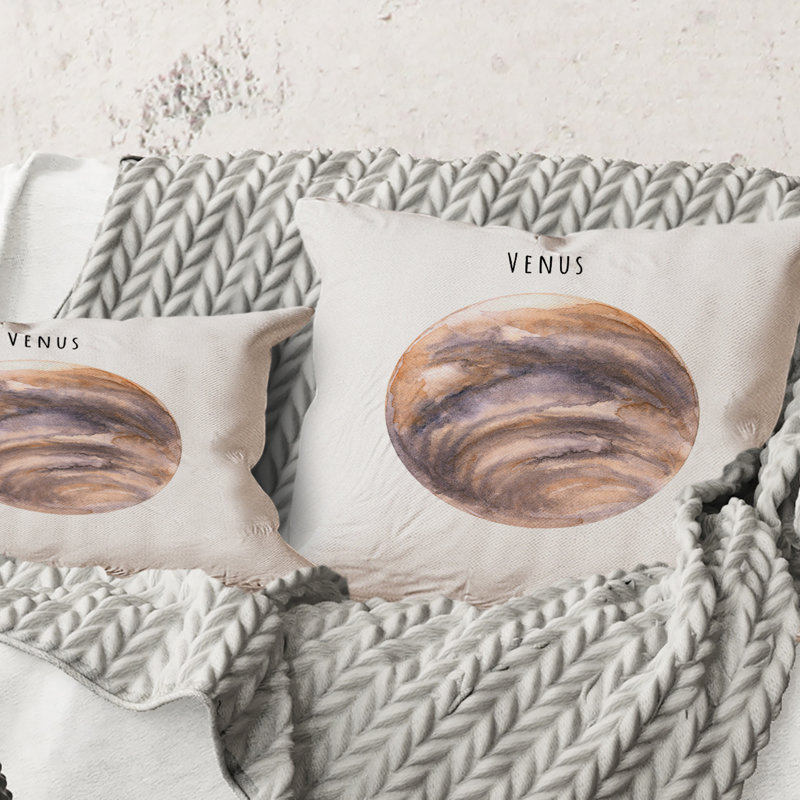 Square,Planet Venus - Bohemian & Eclectic Printed Throw Pillow, 16" x 16"