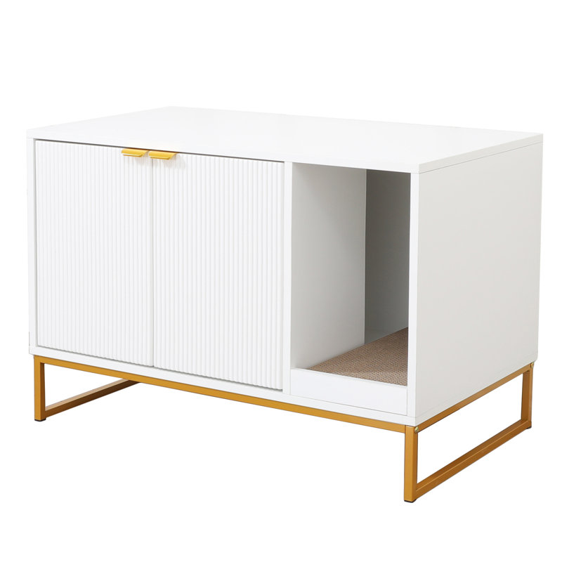 Enceinte de litière pour chat 32 po blanche moderne, Blanc