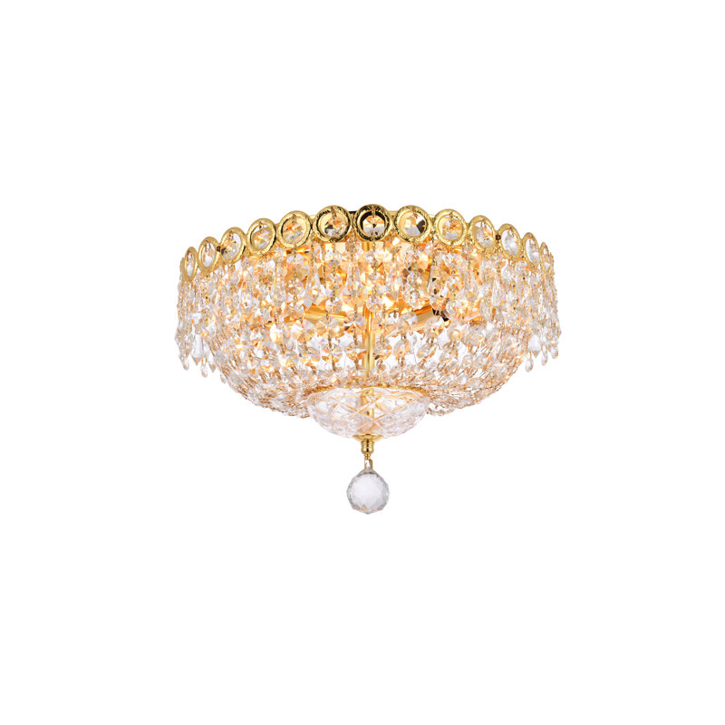 Stoltz Crystal Semi Flush Mount, 10" H x 14" W x 14" D, Gold