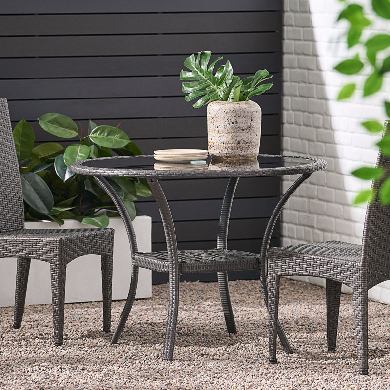 Table bistro avec plateau en verre durable