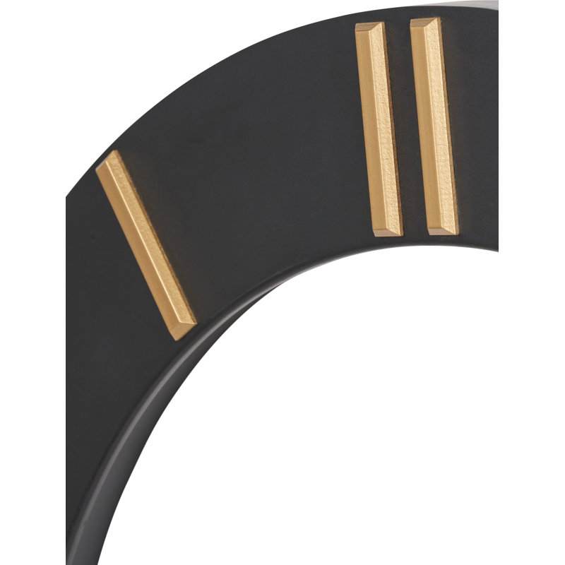 Wood Wall Clock, Black/Gold