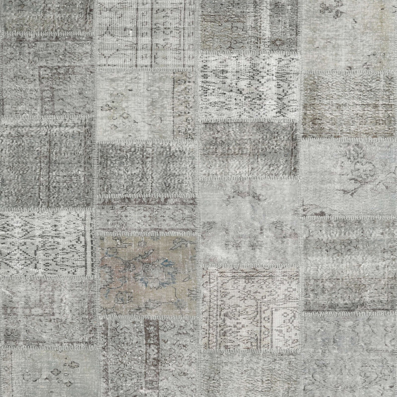 Tapis contemporain gris / beige, Carré 6 pi