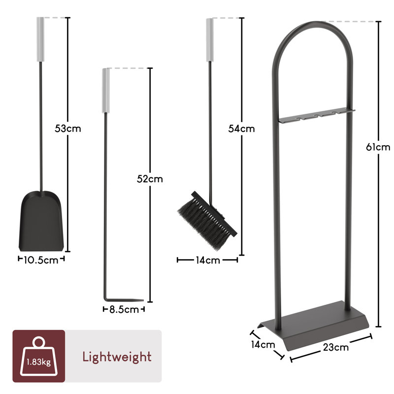 Vida Arc Steel Fireplace Tool Set