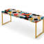 Banc rembourré géométrique doré-135551450