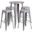 Ensemble de tables de bar rondes intérieur / extérieur en métal 30 po avec 4 tabourets sans dossier Colbert-24678665-24678661