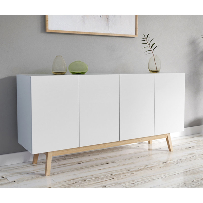 Van Buren 160cm Solid Wood Sideboard, White/White