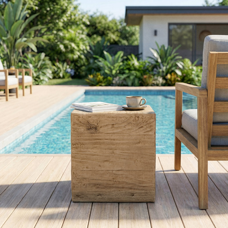Table d'appoint carrée 16,5 po, chêne clair, 2, Naturel