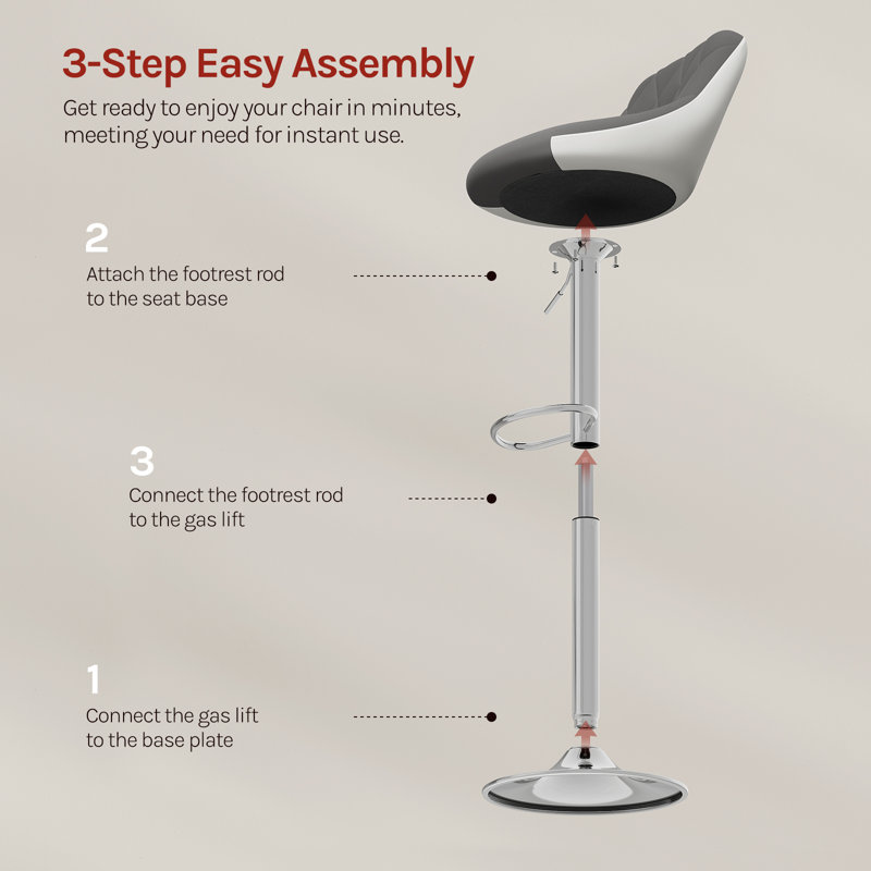 Dequay Swivel Bar Stool, Grey/White, 1