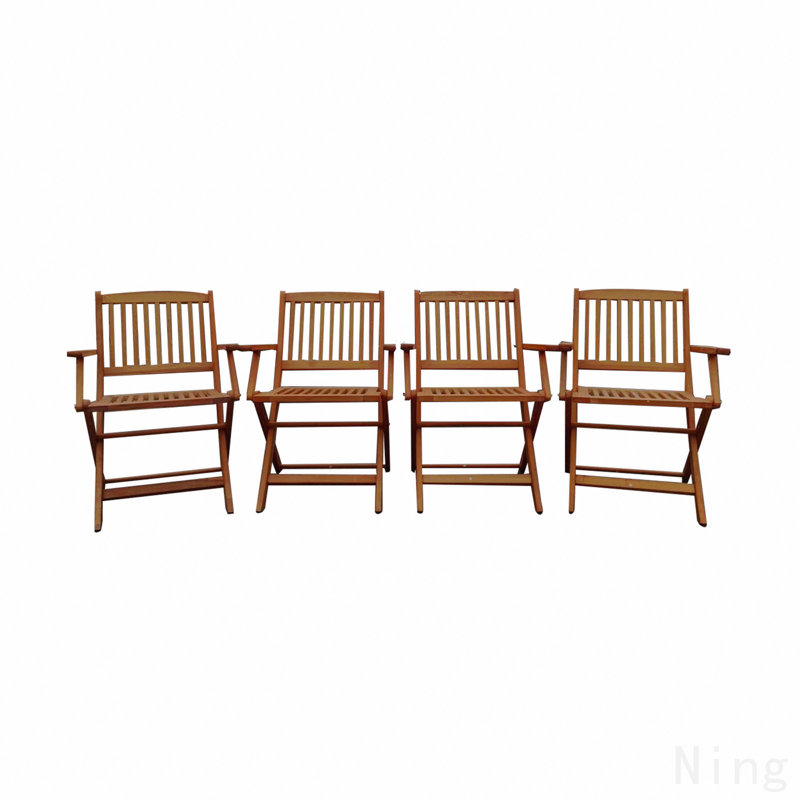 Ensemble de salle à manger pliable pour patio, 4 chaises pliantes, intérieur et extérieur universel, teck