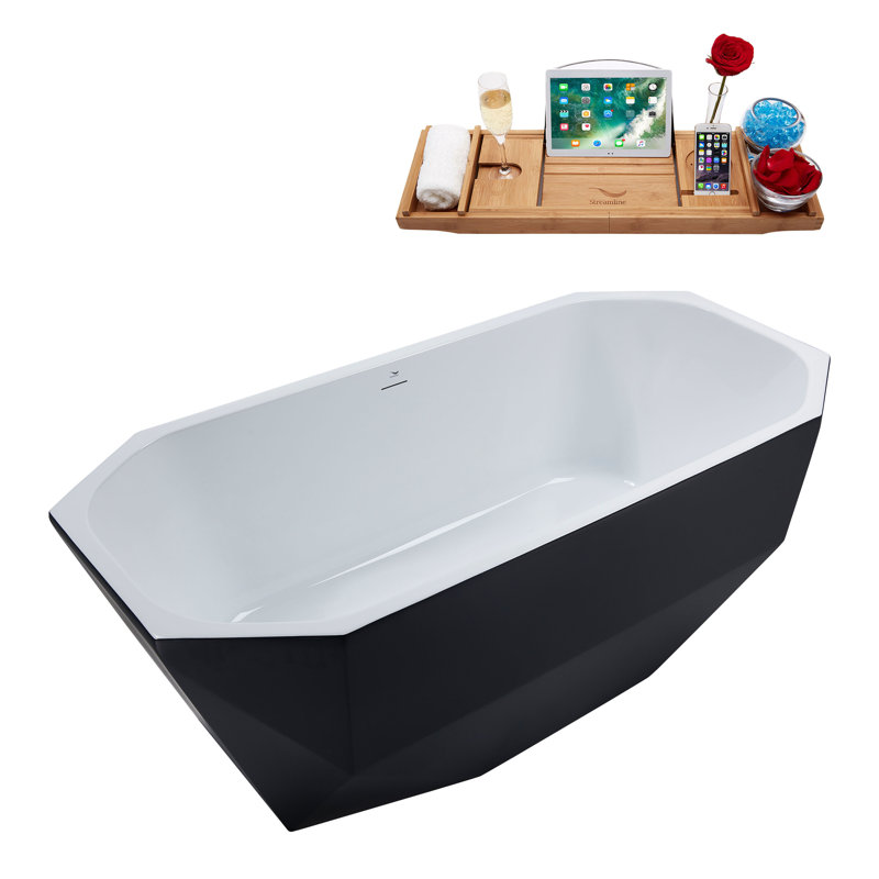 63'' x 28.7'' Soaking Acrylic Bathtub, Brushed Gold
