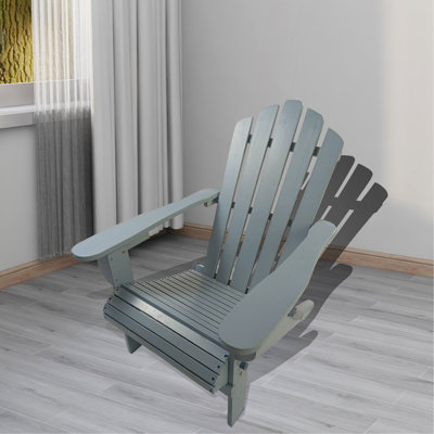 Chaise Adirondack d'extérieur ou d'intérieur en bois, pliable, gris