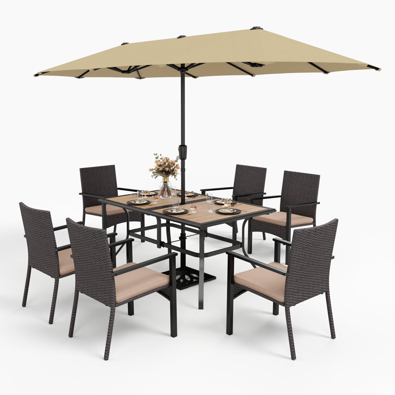 Ensemble de salle à manger de patio pour 6 personnes Alyah