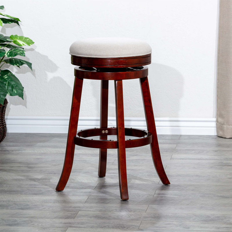 Tabouret de comptoir, siège en tissu, Cerisier, Beige