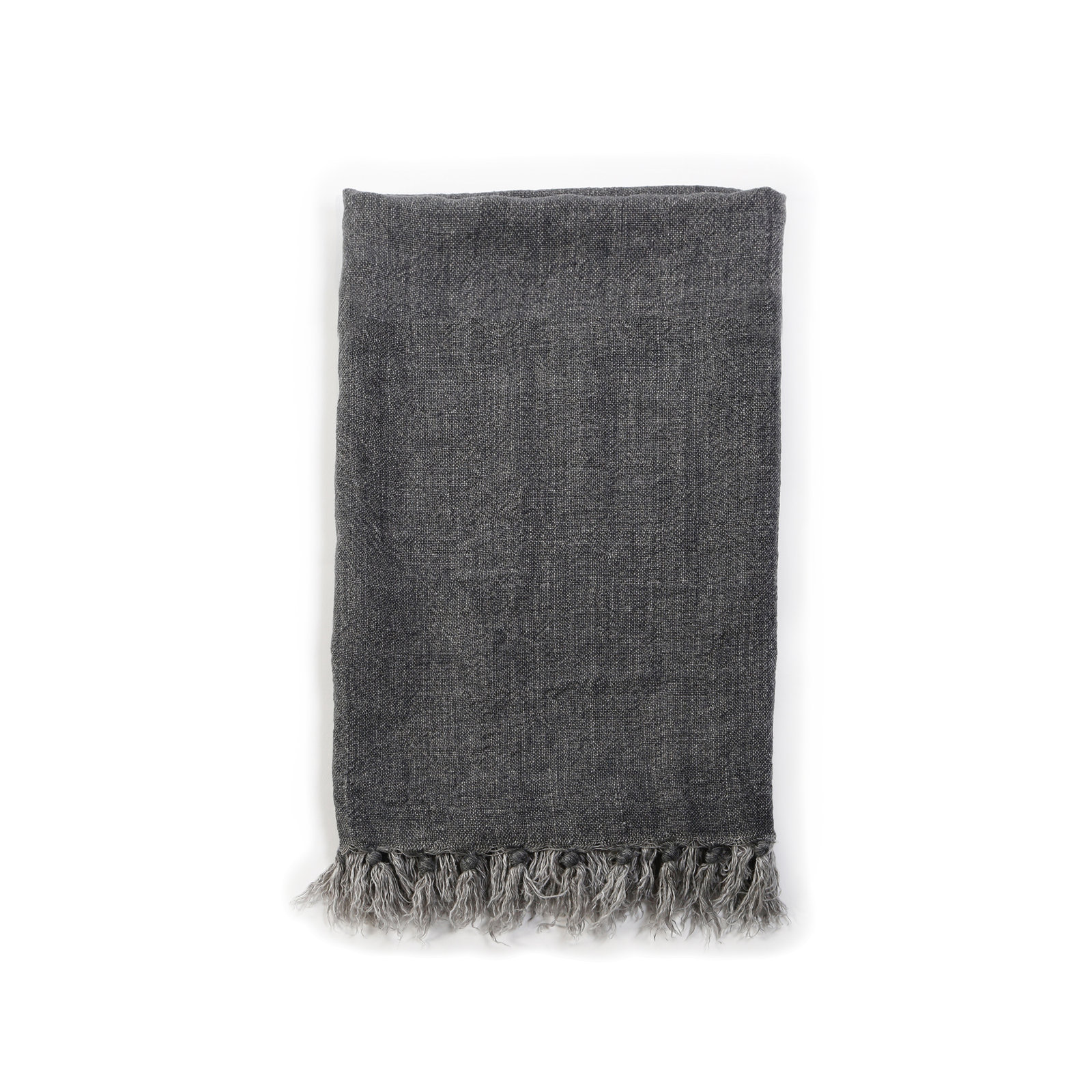 Montauk Linen Throw Blanket, 110" W x 90" L, Charcoal