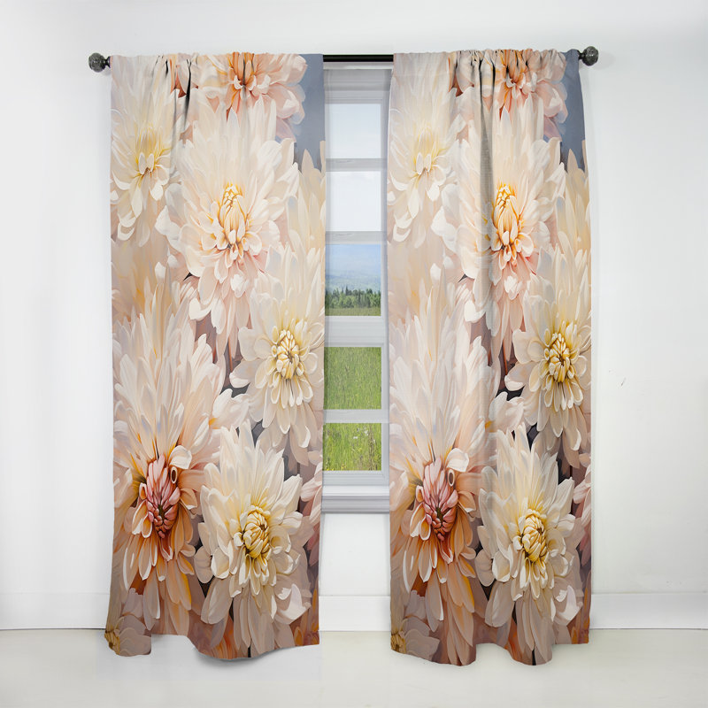Dathan Beige Chrysanthemums dream collage - Chrysanthemums Curtain - Velvet Room Darkening - 1 panel, 52" W x 108" L