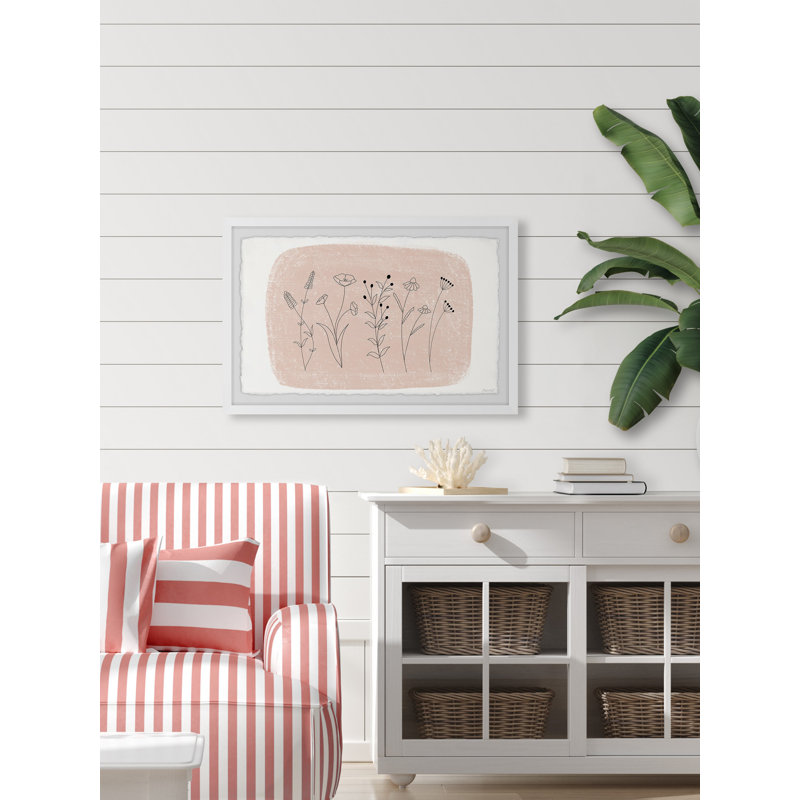Assorted Flowers Lines 1 Piece Single Picture Frame Painting, 61cm H x 91cm W x 3.81cm D