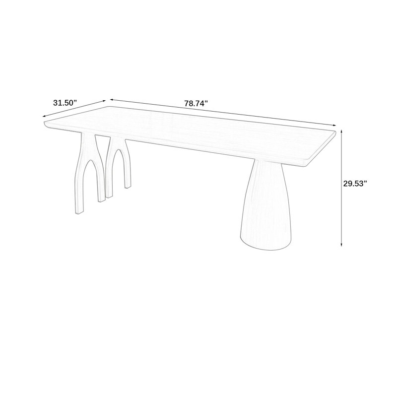Table de salle à manger Burlywood, H 29,53 po x L 78,74 po x l 31,5 po