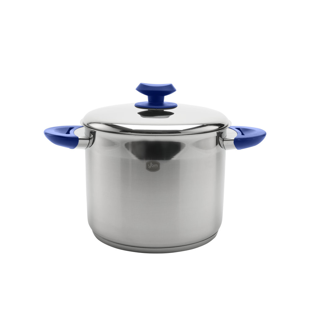 YBM Home Professional Chef’s 18/10 Stainless Steel Stock Pot Covered Tri-Ply Capsule Base | Wayfair