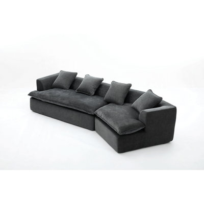 Repose-pieds de canapé modulaire avec coussins modulaires, canapé modulaire de style minimaliste, tissu anti-froissement, siège modulaire spacieux à dossier bas et coin bas, combinaison gratuite de 2 pièces pour les ensembles d'appartements